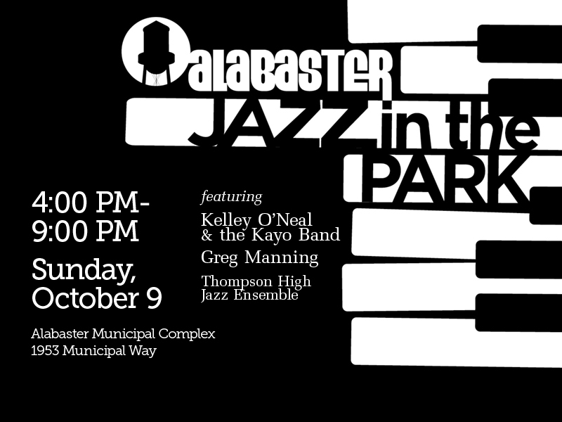Alabaster Jazz in the Park: Sunday, October 9, 4 PM Alabaster Jazz in the Park: Sunday, October 9, 4 PM