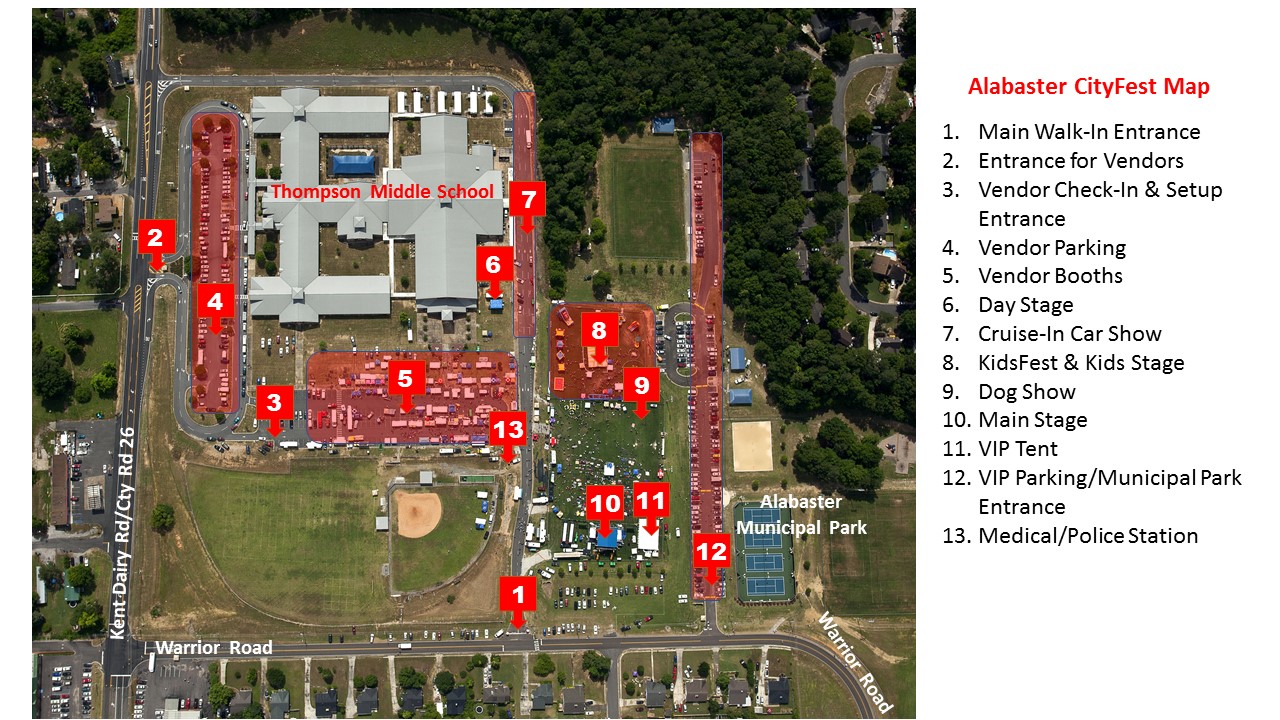 Directions to Alabaster CityFest, June Alabama Outdoor Music Festival